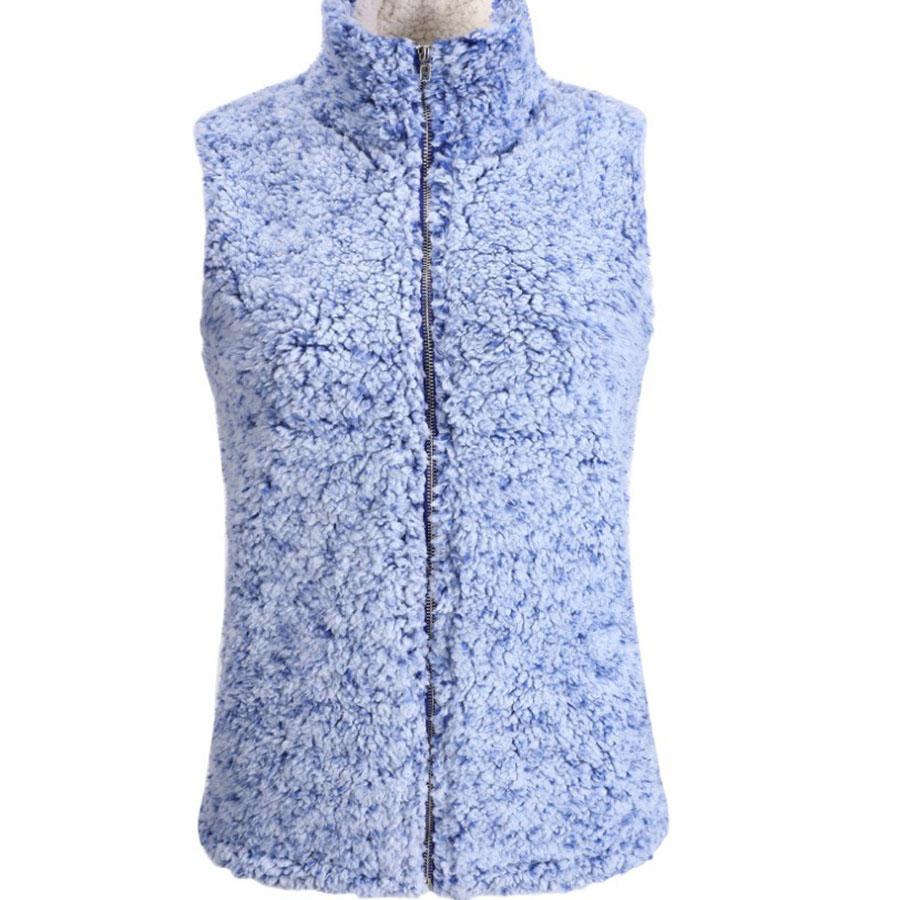 Fuzzy Faux Fur Winter Outerwear Sherpa Fleece Vest on sale - SOUISEE
