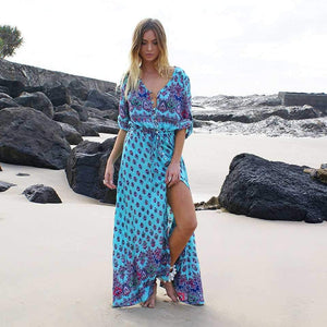 Hippie Gypsy Boho Long Beach Dress Maxi Cover Ups Beachwear on sale - SOUISEE
