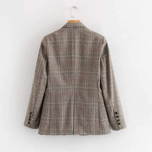 Designer One Button Tartan Plaid Womens Checked Blazer Jacket on sale - SOUISEE