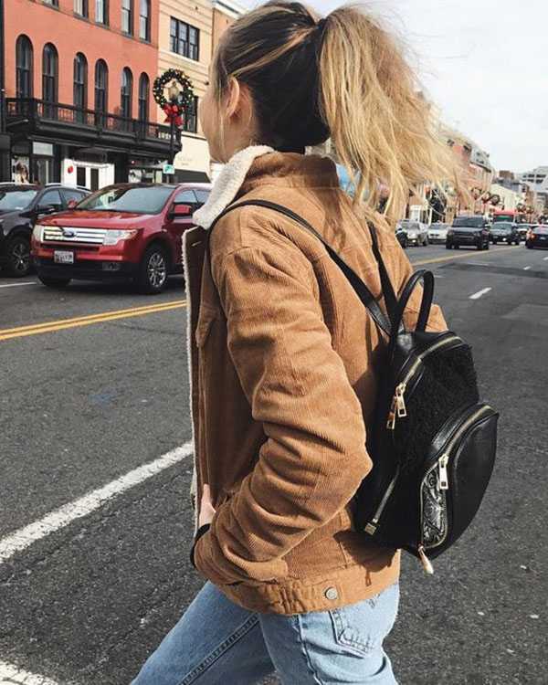 Fur Fleece Lined Shearling Corduroy Trucker Jacket on sale - SOUISEE