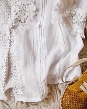 Bohemian Crochet Lace Button Up Shirt Top on sale - SOUISEE