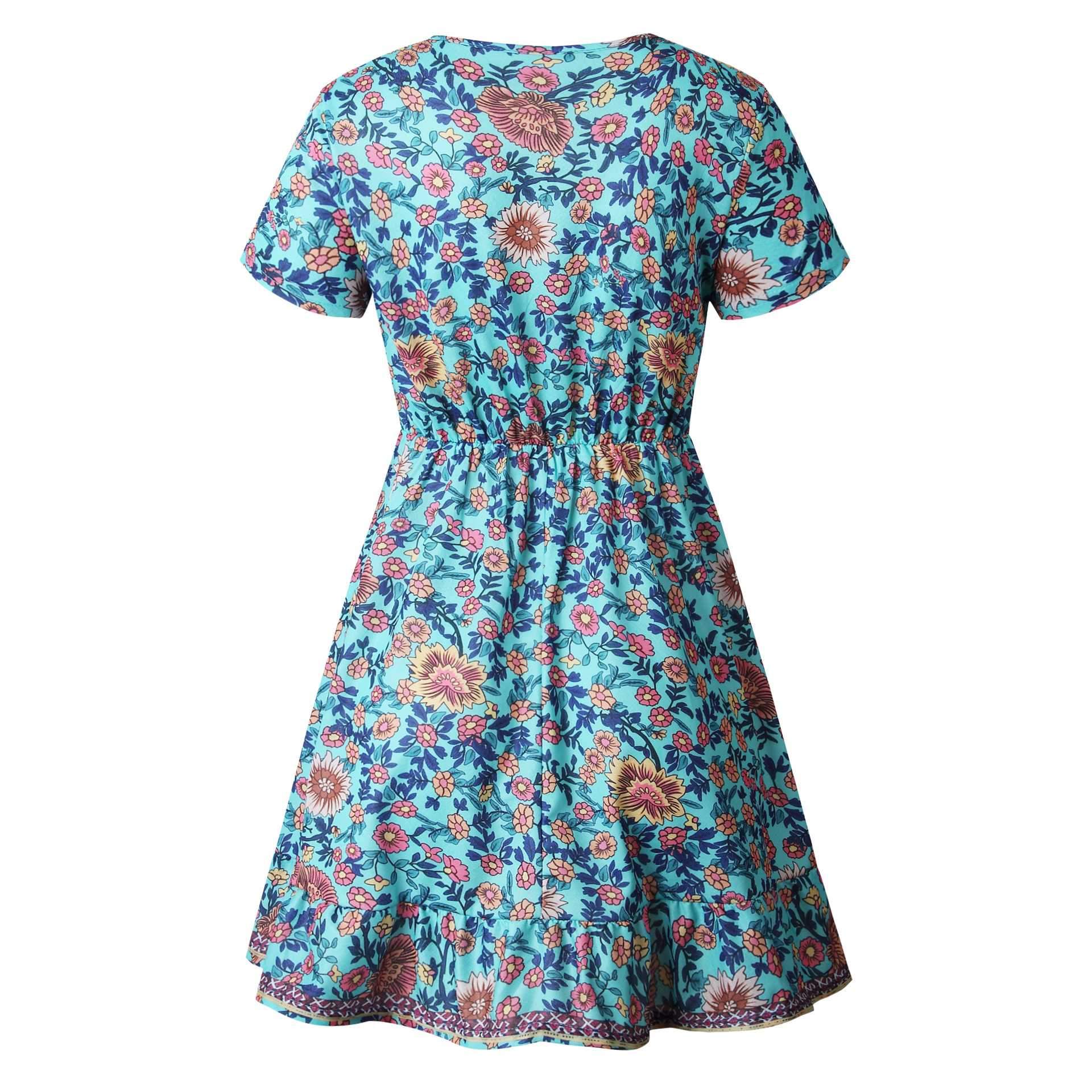 Trimming Boho Floral Button Down Flowy Mini Dress on sale - SOUISEE