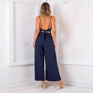 Formal Sleeveless Wrap Front Wide Leg Palazzo Jumpsuit on sale - SOUISEE