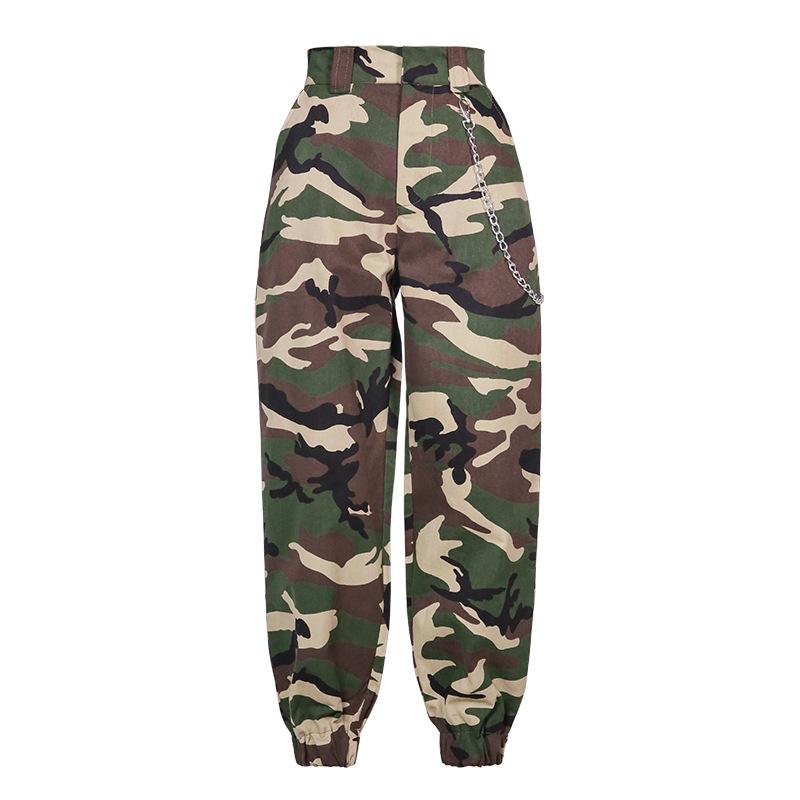 High Waisted Baggy Carrot Trousers Cargo Pants With Chains on sale - SOUISEE