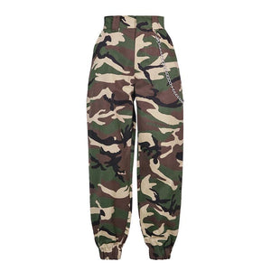 High Waisted Baggy Carrot Trousers Cargo Pants With Chains on sale - SOUISEE