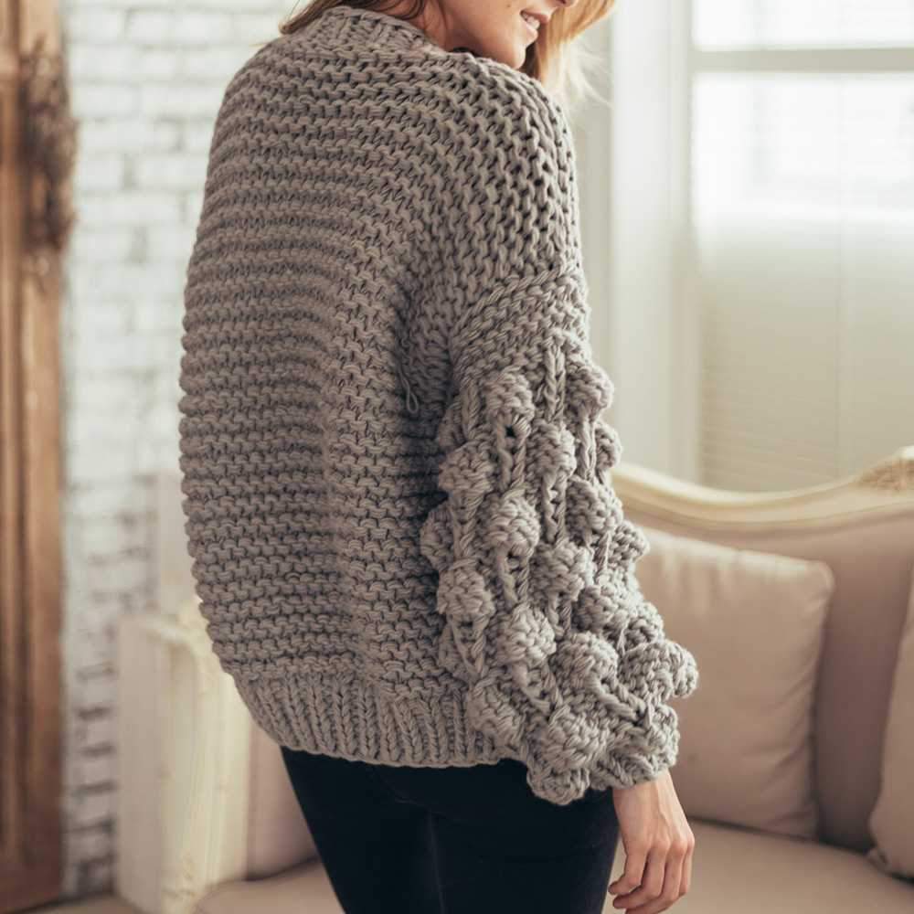 Oversized Chunky Thick Cable Knit Cardigan Sweater on sale - SOUISEE