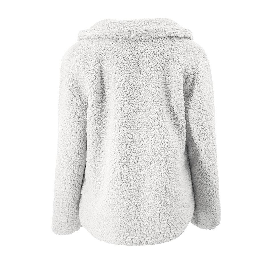Fluffy Laper Collar Double Breasted Faux Fox Fur Teddy Fleece Jacket Women's on sale - SOUISEE
