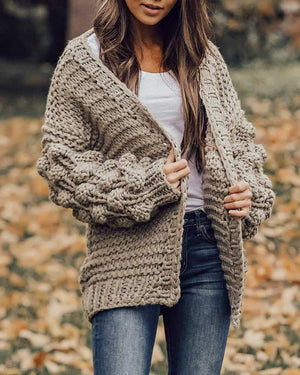 Oversized Chunky Thick Cable Knit Cardigan Sweater on sale - SOUISEE