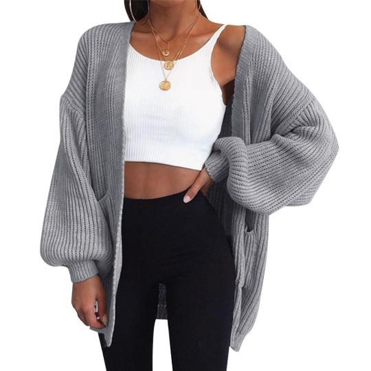Chunky Oversized Bell Sleeve Cable Knit Cardigan Knitwear on sale - SOUISEE