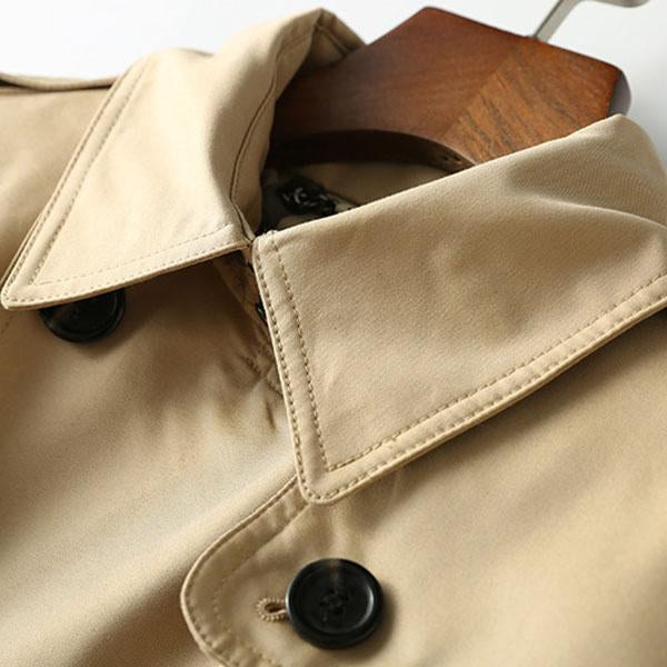 Classic Double Breasted Turtle Neck Women's Beige Trench Coat on sale - SOUISEE