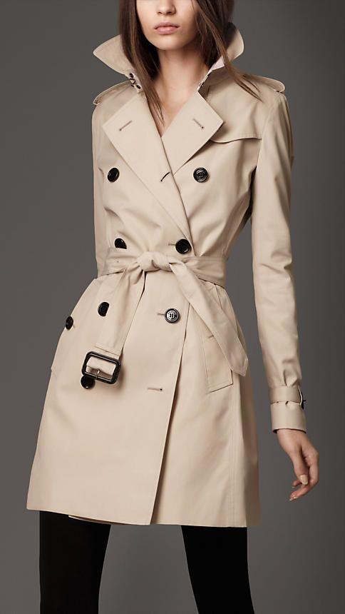 Classic Double Breasted Turtle Neck Women's Beige Trench Coat on sale - SOUISEE