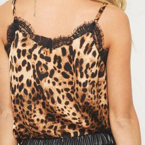 Retro Print Snake Leopard Lace Cami Tank Spaghetti Top on sale - SOUISEE