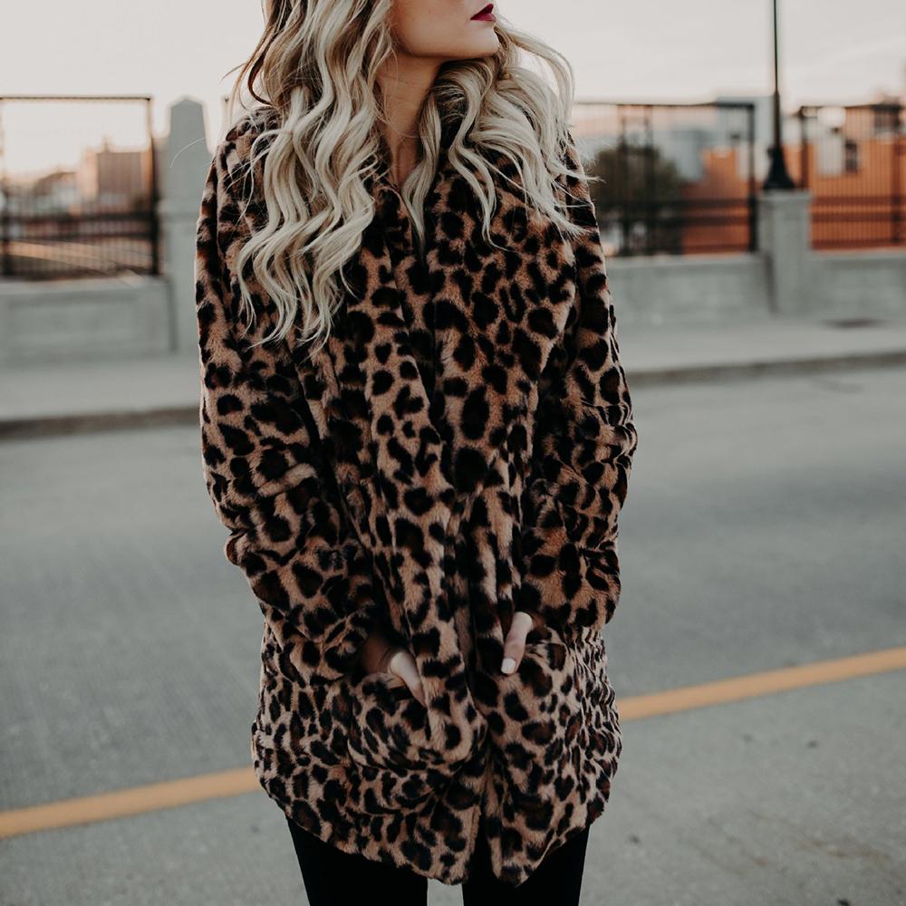 Vintage Leopard Print Faux Fur Trench Coat on sale - SOUISEE