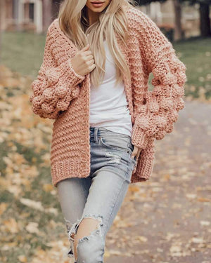 Oversized Chunky Thick Cable Knit Cardigan Sweater on sale - SOUISEE