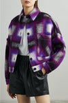 Multicolor Oversized Front Pockets Wool Plaid Flannel Over Shirt Shacket Jacket on sale - SOUISEE