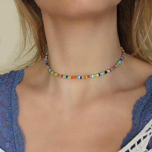 Bohemian Gypsy Chic Rainbow Beaded Choker Necklaces on sale - SOUISEE