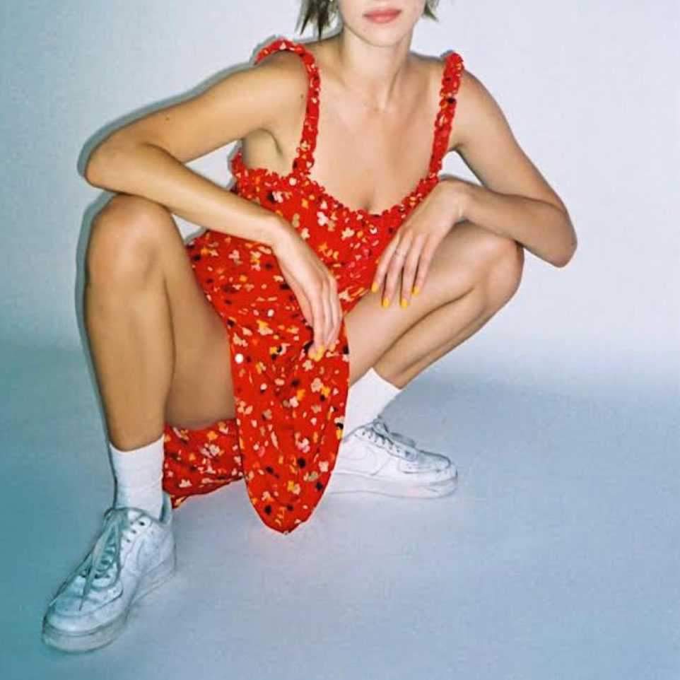 Casual Corset Red Fleur Floral Ruffle Strap Button Up Floral Dress on sale - SOUISEE