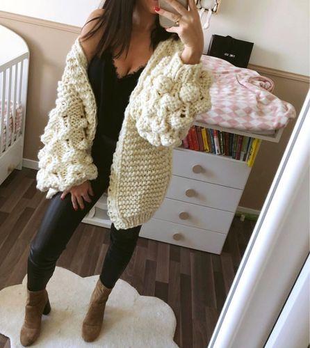 Oversized Chunky Thick Cable Knit Cardigan Sweater on sale - SOUISEE
