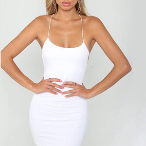 Sexy Spaghetti Strap Back Criss Cross Halter Dress on sale - SOUISEE