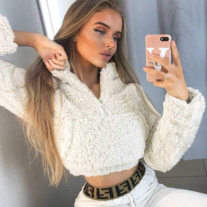 Cropped fluffy deals hoodie