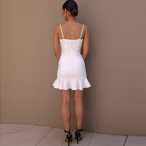 Slimming Adjustable Spaghetti Strap Frill Hem Dress Ruffles on sale - SOUISEE