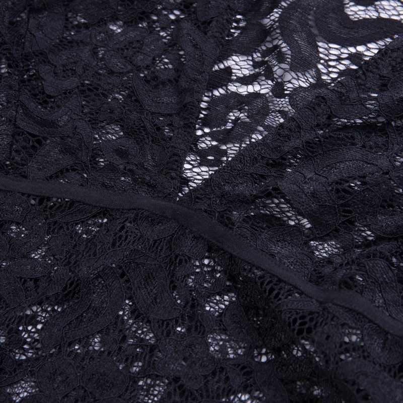 Plunge V Neck Black/ White long sleeve lace bodysuit on sale - SOUISEE