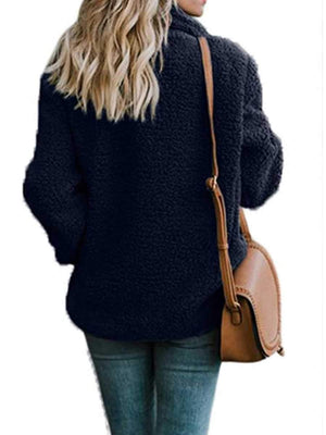 Fluffy Faux Fur Lapel Collar Womens Winter Coats on sale - SOUISEE