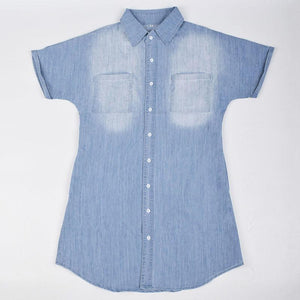 Casual Button Up Denim T-Shirt Dress on sale - SOUISEE