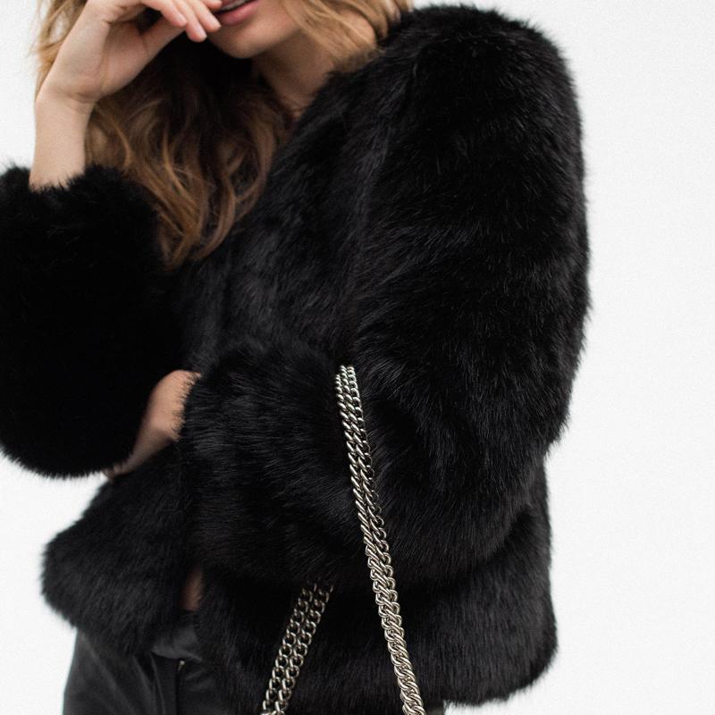 Free Ship Fluffy Mink Pink Faux Fur Coat on sale - SOUISEE