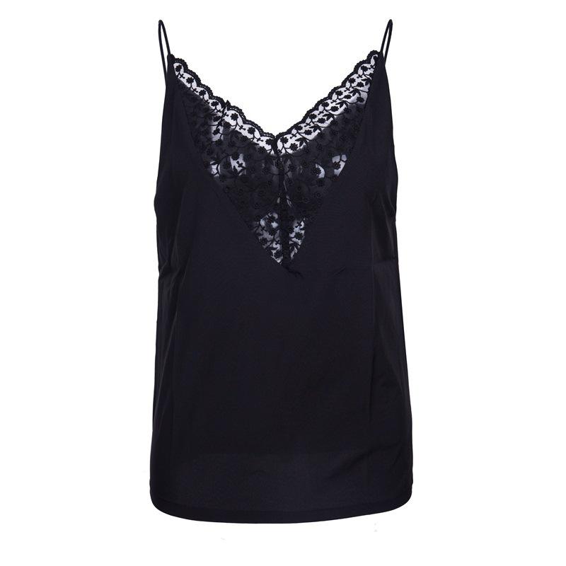 Deep Plunge Floral Embroidered Lace Swing Spaghetti Cami Tank Top on sale - SOUISEE