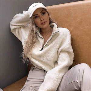 Oversized Cropped Polo Faux Fur Teddy Bear Jacket on sale - SOUISEE