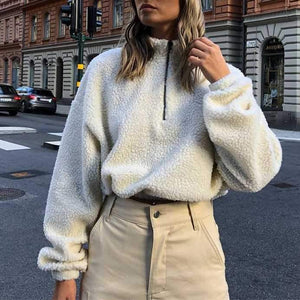 Oversized Cropped Polo Faux Fur Teddy Bear Jacket on sale - SOUISEE