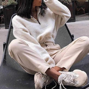 Oversized Cropped Polo Faux Fur Teddy Bear Jacket on sale - SOUISEE