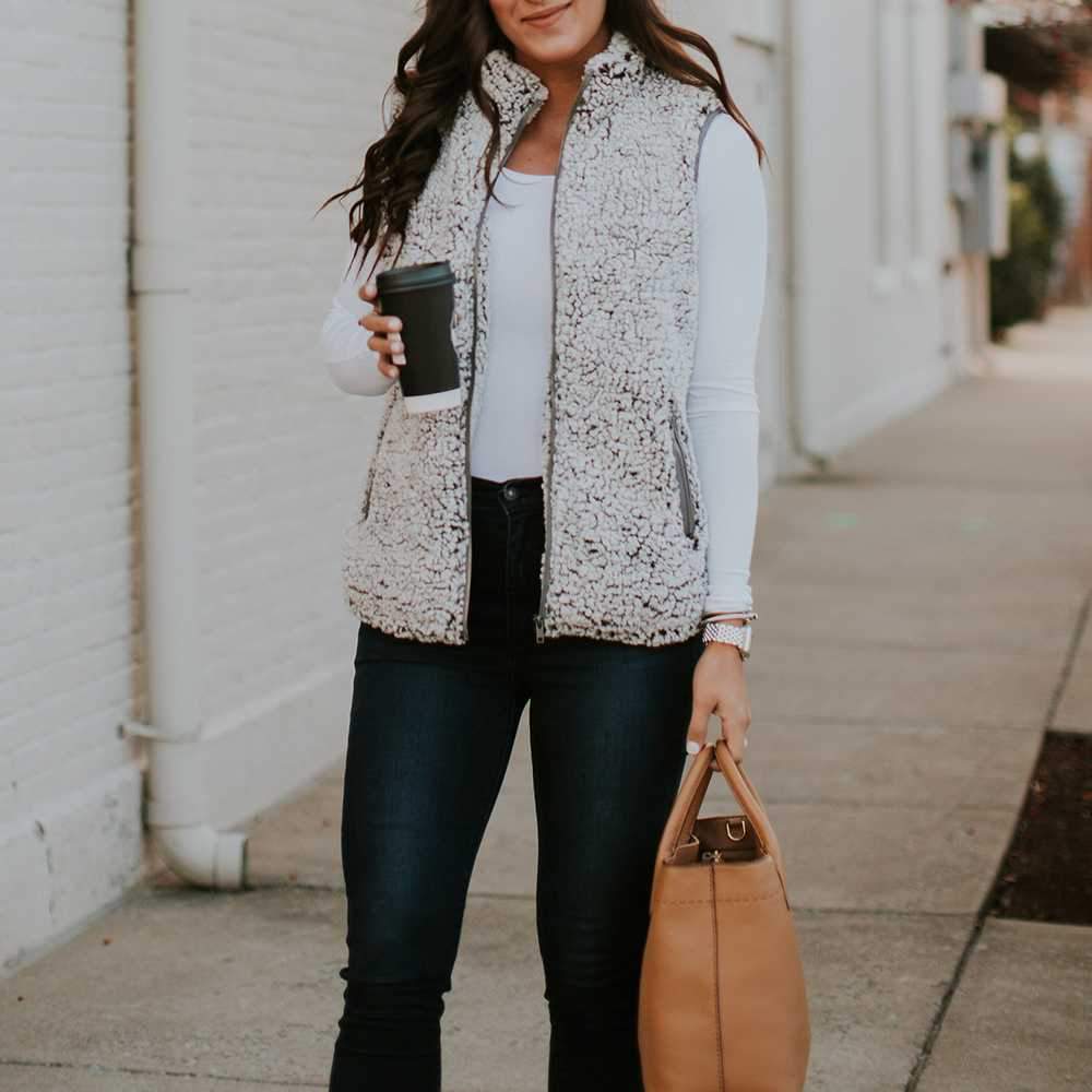 Fuzzy Faux Fur Winter Outerwear Sherpa Fleece Vest on sale - SOUISEE