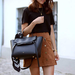 Front Button Up High Waisted Mini Suede Skirt on sale - SOUISEE