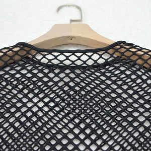 Black Mesh Fishnet Sheer Crop Top&Short Co ord Sets on sale - SOUISEE