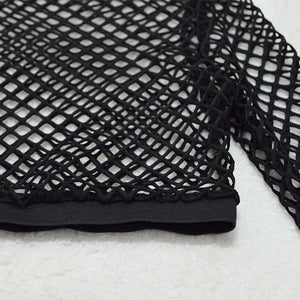 Black Mesh Fishnet Sheer Crop Top&Short Co ord Sets on sale - SOUISEE