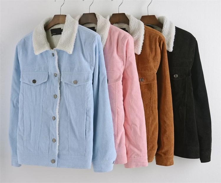Fur Fleece Lined Shearling Corduroy Trucker Jacket on sale - SOUISEE