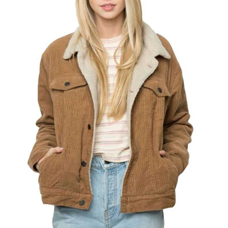 Fur Fleece Lined Shearling Corduroy Trucker Jacket on sale - SOUISEE