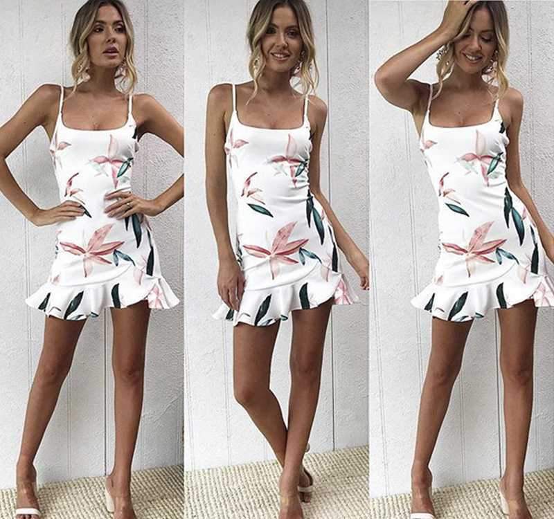 Slimming Adjustable Spaghetti Strap Frill Hem Dress Ruffles on sale - SOUISEE