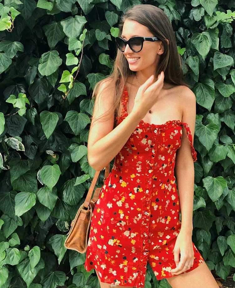 Casual Corset Red Fleur Floral Ruffle Strap Button Up Floral Dress on sale - SOUISEE