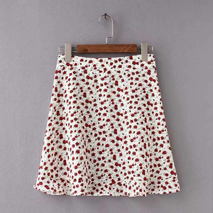 Vintage A Line Floral Prints Flounce Mini Skirt on sale - SOUISEE