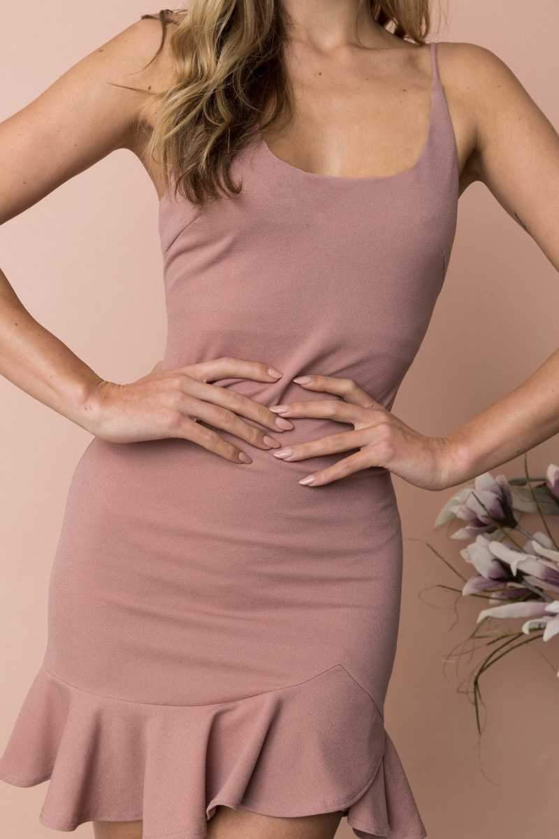 Slimming Adjustable Spaghetti Strap Frill Hem Dress Ruffles on sale - SOUISEE