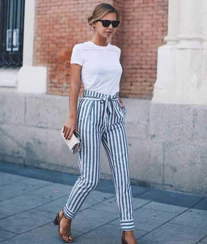 Cigarette trousers shop with tie waist