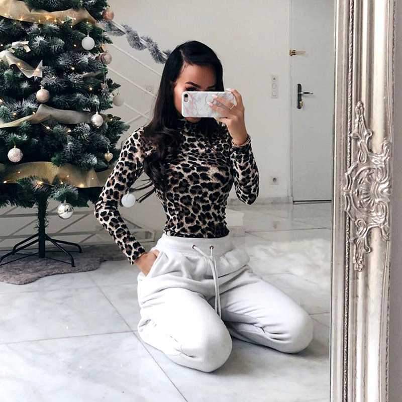 Cheetah Leopard Print Long Sleeve Thong Bodysuit on sale - SOUISEE
