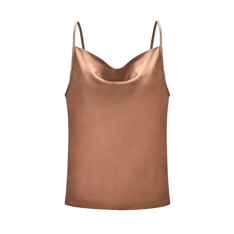 Relaxed Adjustable Spaghetti Strap Cow Neck Silk Satin Cami Camisole Top on sale - SOUISEE