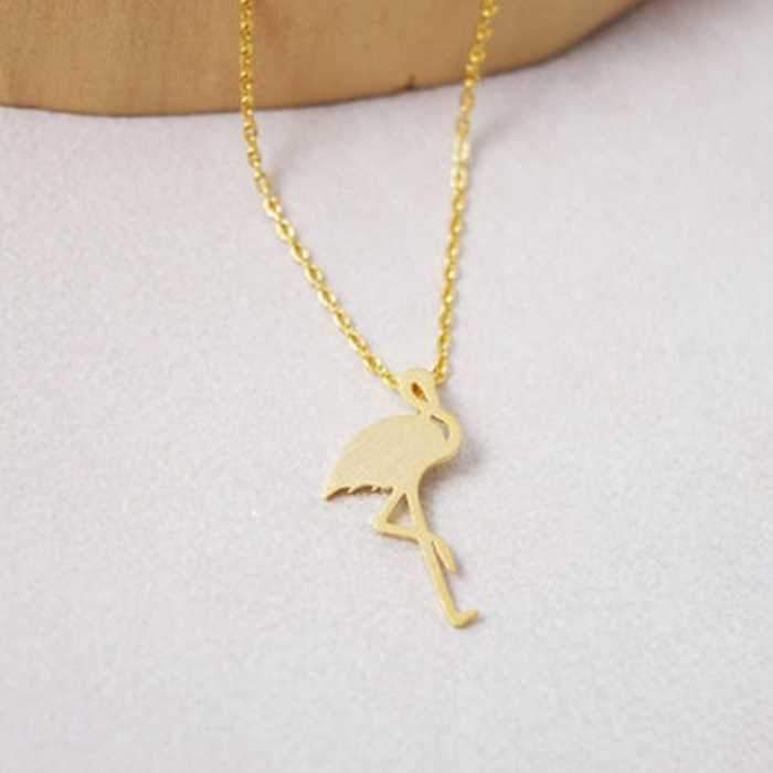 Lucky Simple Flamingo Pendant Necklace Rose Gold/Silver/Gold on sale - SOUISEE