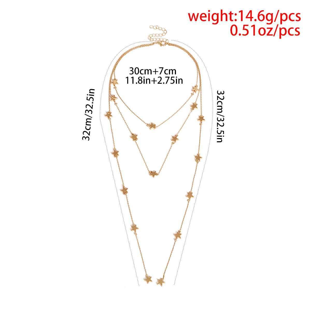 Stars Beaded Multi Layered Chocker Necklace Gold on sale - SOUISEE