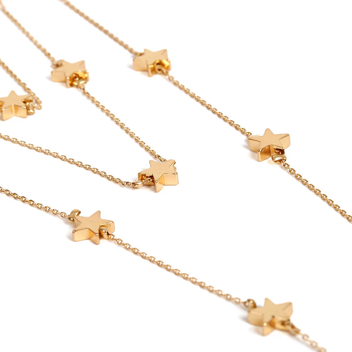 Stars Beaded Multi Layered Chocker Necklace Gold on sale - SOUISEE
