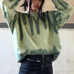 High Street Y Limb Tie Dyed Knitted Oversized Crewneck Sweaters on sale - SOUISEE